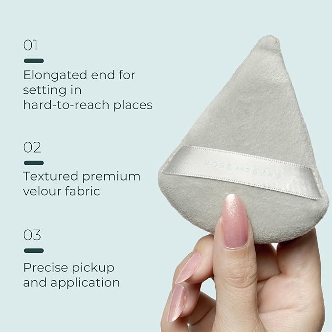 Rose and Ben Beauty C42 Foundation Brush & Setting Puff Bundle | Professional Makeup Tools for Flawless Liquid, Cream & Powder Application | Streak-Free Coverage & Precise Undereye Blending | Cruelty-