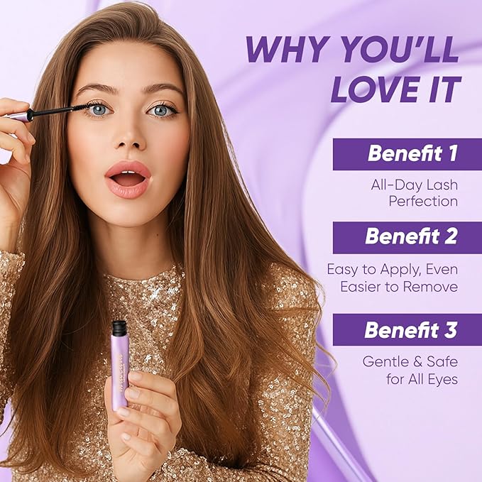 Tubing Mascara & Primer - Waterproof Long - Lasting Lash Extension Primer & Volumizing Mascara for Lash Growth & Curl - Smudge-Proof, Clump-Free, Easy Removal - Ideal for Sensitive Eyes