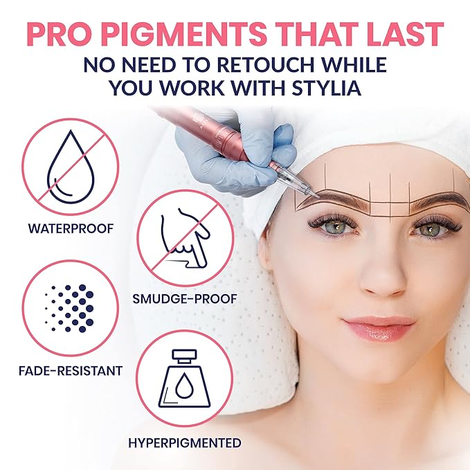 Stylia Waterproof Eyebrow Pencils For Women – Long-Lasting Microblading Supplies Brow Pencil, Perfect for Eyebrow Shaper, Filling & Defining Natural-Looking Brow - (12PC Dark Brown)