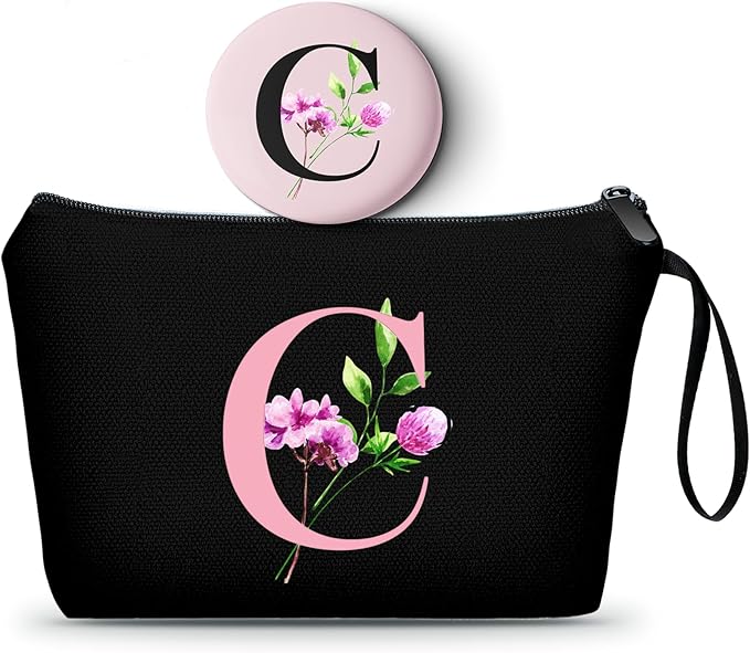 Happy Birthday Friendship Womens Bridesmaid Coolest Gifts for Sister Teacher Coworkers Personalized Travel Makeup Cosmetic Bag with Mirror Valentines Mothers Day Christmas Graduation C