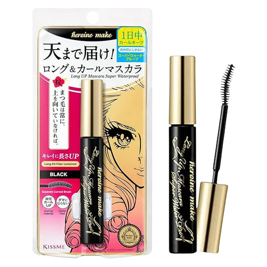 HEROINE MAKE by KISSME Waterproof Mascara Black | Tubing Mascara Volume and Length by Defining Fiber for Long and Curl Eye Makeup for Women, Made in Japan, Black, 1 EA