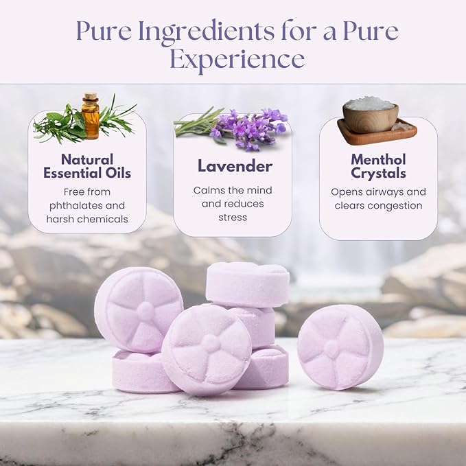 TLG Slumbers Shower Steamers Aromatherapy 7 Pack – USA Made with Extra Menthol, Lavender Essential Oil – Relaxing Shower Bombs for Sleep, Stress Relief & Spa – Gift for Men & Women