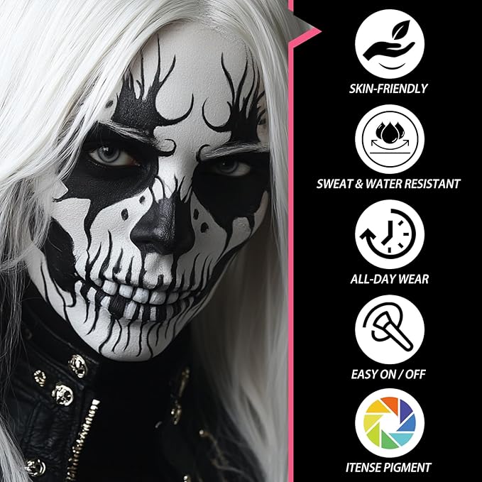 5PCS Eye Black Stick, Sports Face Body Paint for Football, Baseball, Softball – Anti Glare Under Eye Stick – Oil Based Black Face Painting Kit for Halloween Skull Skeleton Costume Cosplay Makeup