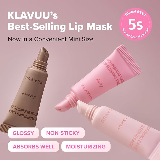 Klavuu Lip Mask Sleeping Pack (0.7oz) (Kit) – Overnight Deep Hydrating Korean Lip Balm Treatment for Very Dry, Chapped Lips | Lip Lightening & Plumping with Instant Hydration | Gentle Exfoliating