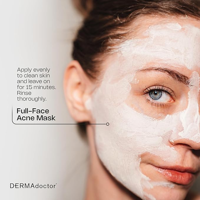 DERMAdoctor Sulfur Acne Treatment - Clay Mask & Acne Spot Treatment | Face Mask Blackhead Remover - Bentonite Clay Detox | Non-Irritating Non-Drying Calming & Soothing with Natural Exfoliants - 2.3 Oz