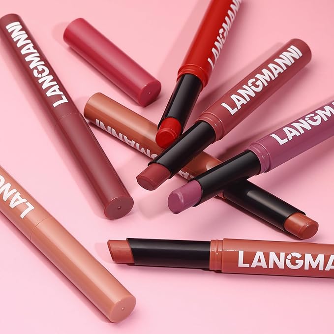 Jolilab 12Pcs Lip Set: 6 Colors Lip Liner+6 Colors Lipstick,Matte/Creamy,Smooth Creamy Texture,Long-Lasting,Bold/Nude Shades for Daily/Party, Vegan,Gift for Makeup Lovers.(Rich - Color Set B)