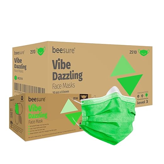 BeeSure Vibe Face Masks, Dazzling Green (Pack of 400)