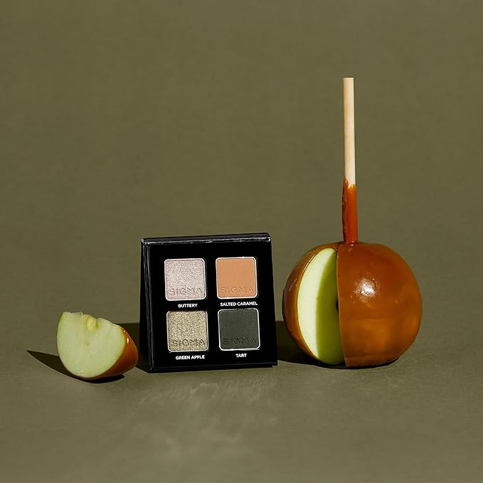 Sigma Beauty Quad Eyeshadow Palette – Makeup Eyeshadow Quad with a Buttery Soft Formula and Buildable, Blendable Shades for a Flawless Eye Look, Designed for All Day Wear (Caramel Apple)