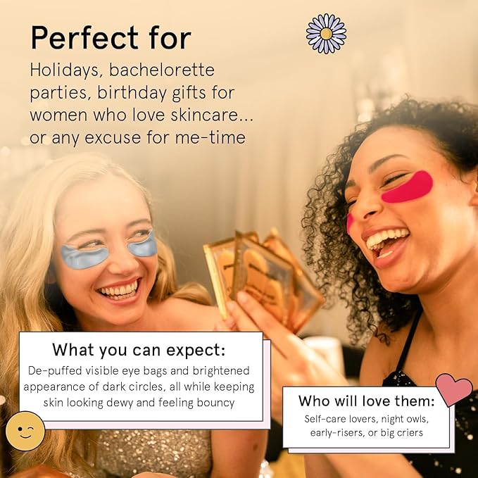 grace & stella Award Winning Under Eye Mask - Travel Essentials - Birthday Gifts for Women - Gel Eye Patches for Dark Circles, Puffy Eyes, Wrinkles, Undereye Bags - Vegan - Self Care (24 Pairs, Gold)