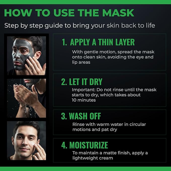 Hangover Detox Clay Mask for Men – Collagen Face Mask for Tired & Oily Skin – Recovery & Deep Pore Cleanser – 8.8 oz