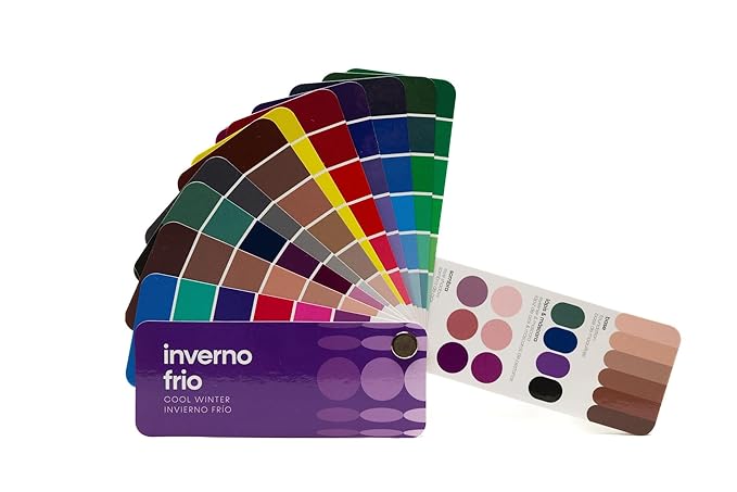 Multilingual Cool Winter Palette Color Fan by Studio Immagine, Personalized Color Guide for Cost Saving, Smart Shopping, Outfit & Wardrobe Planning; Inverno Frio/Invierno Frio