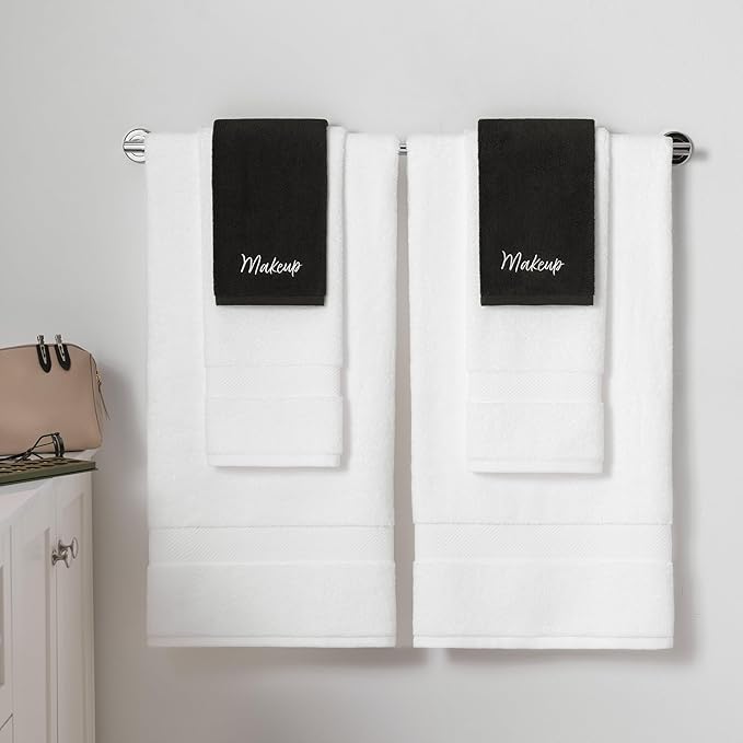 Arkwright Makeup Towels - Pack of 6 - Super Soft 100% Cotton, Gentle & Lightweight Small Fingertip Powder Room Washcloths, Guest Bathroom Essentials for Hosts & Artists, 11 x 17 in, Black