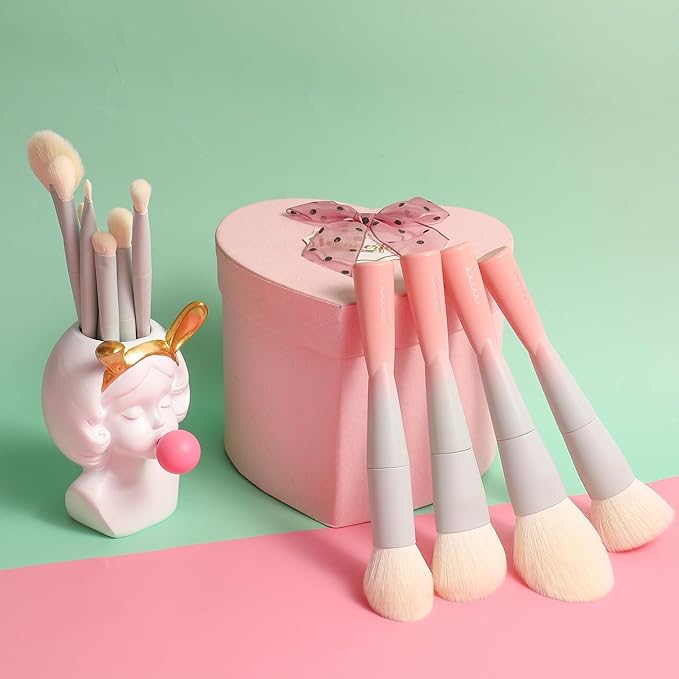 Docolor 14Pcs Makeup Brushes Premium Synthetic Makeup Brush Set Includes 9pcs Eye Brushes,5pcs Synthetic Face Brushes Perfect for Foundation,Blush,Bronzer,Contour,Eyeshadow & Powder-Small Waist Series