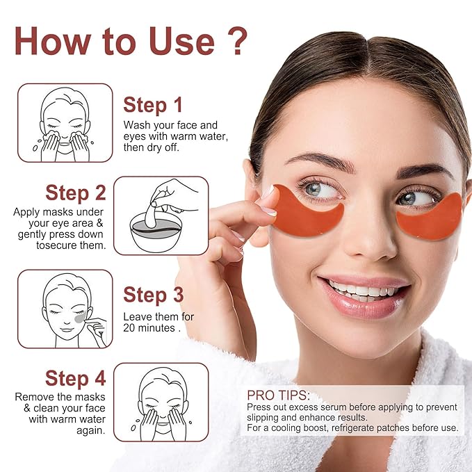 Eye Mask - 30 Pairs Caffeine Under Eye Patches Skin Care Products, Eye Masks Skincare for Dark Circles and Puffiness, Reduce Wrinkles, Eye Bags and Fine Lines, for Women and Man