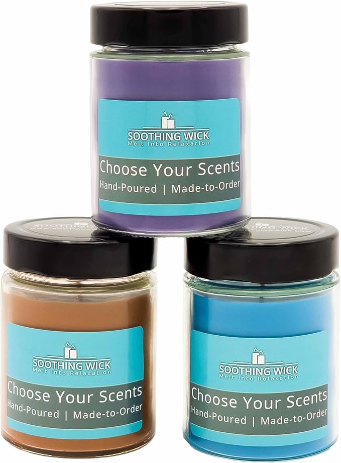 Luxury Scented Candle Gift Set – 3 Hand-Poured 9oz Soy Blend Candles | Made-to-Order with Custom Scents | Long-Lasting Aromatherapy for Home | Elegant Gift for Women, Birthday, Housewarming, Self-Care