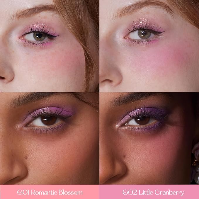 Flower Knows Violet Strawberry Rococo Makeup Box Set,8 Pack Makeup Box with Mirror,Lip Gloss×2+Blush×2+Blush Brush×1+Pink Handheld mirror×1+Hair Clip×1+Gift Box×1