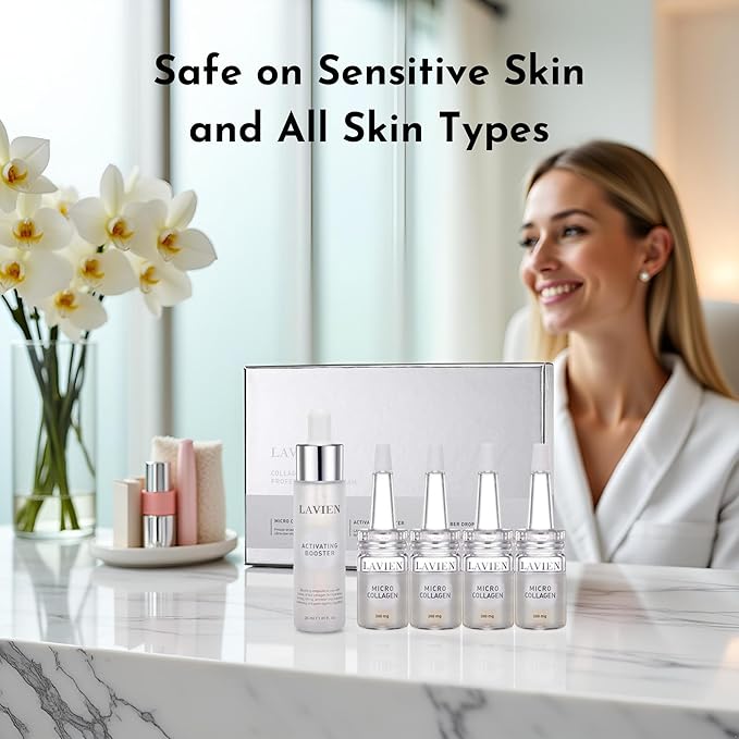 LAVIEN Collagen Professional Program - Skincare Set, Micro Collagen and Activating Booster - Ceramide, Elastin, and Hyaluronic Acid, Suitable for All Skin Types - 30 ml Booster Bottle, 4-200 mg