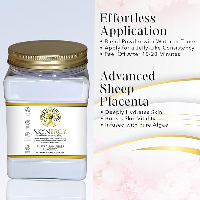 Australian Sheep Placenta Jelly Masks - Professional Grade HydroGlo facials Peel Off Face Mask for Skin Hydration, Radiance, Reduced Fine Lines, and Pigmentation | 12 Applications (30 Fl Oz)