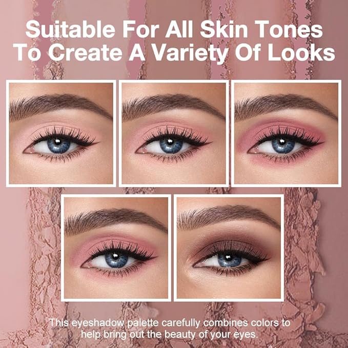 Neutral Nude Brown Eyeshadow Palette Makeup, 5 Colors Velvety Matte Finish, Romantic Peach Mauve Eye Shadows, Natural Everyday to Eye Makeup Looks, for Brown Eyes Long Lasting Naturing-Looking 04#