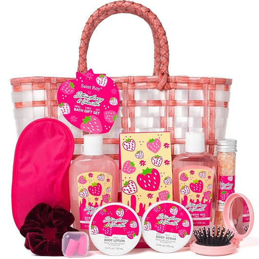 Spa kit for Women, Unique Birthday Gifts for Women, Bath Sets for Girl Gift for Teen Girls Tote Bag, 13pc spa gift baskets for girls beauty Bag bath products for Daughter, Girlfriend Mother's Day