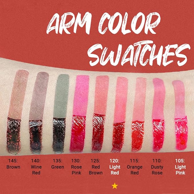 evpct Lip Tains Peel off, Peel off Lip Liner Tattoo Lip Stain Tint Gloss Marker Makeup, Long Lasting Waterproof 24 Hours Matte Finish Transfer-proof Pigmented Color Stay Lipsticks, 120 Light Red