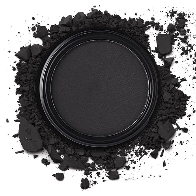 MEICOLY Black Single Eyeshadow,Pressed Powder Matte Eye shadow,Ash Eye Black Special Effects Powder,Opaque Vegan Cruelty Free Eyeshadow for Halloween Goth Gothic Skull Makeup,Day & Night