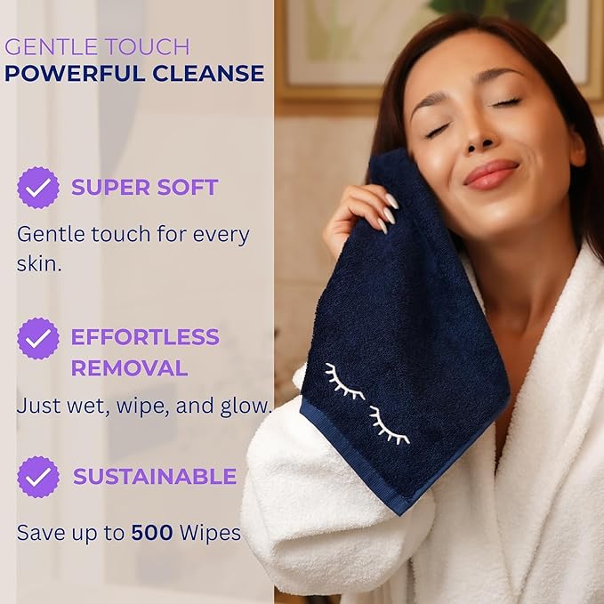 Makeup Washcloths for Face, 5-Pack Face Towels Reusable, 11.5 x 11.5, Gift-Ready Box, Viscose from Bamboo & Turkish Cotton