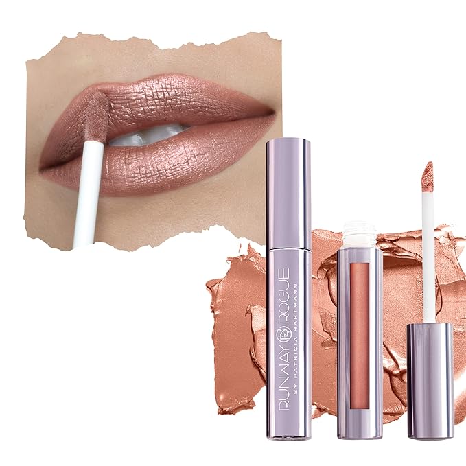 Runway Rogue Silk Glam Liquid Lipstick, Long Wear Frosted Pale Golden-Nude Lipstick, ‘Couture’