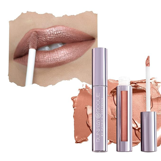 Runway Rogue Silk Glam Liquid Lipstick, Long Wear Frosted Pale Golden-Nude Lipstick, ‘Couture’