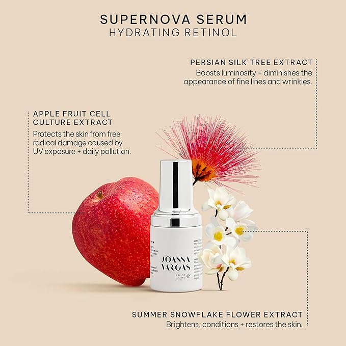 Joanna Vargas Supernova Retinol Serum for Face - Face Serum for Women Anti Aging & Brightens Lackluster Skin to a Glowing Complexion & Improved Elasticity - 30ml