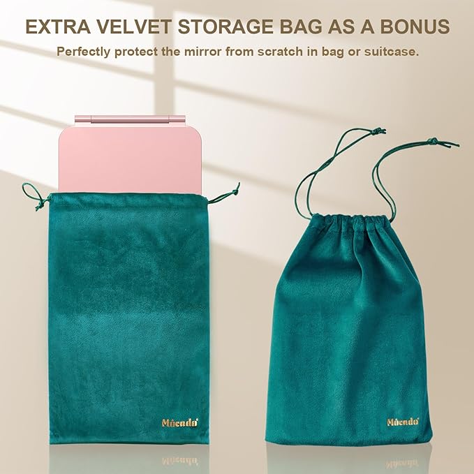 LED Foldable Travel Makeup Mirror - 5x7 inches 3 Colors Light Modes USB Rechargeable Touch Screen, Portable Tabletop Cosmetic for Travel, Cosmetic, Office (Rose Gold)