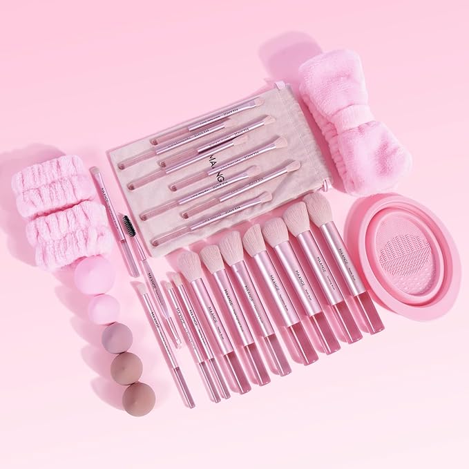 MAANGE Makeup Brushes 30 Pcs Makeup Kit, Multi-functional Makeup Tool Set with 20 Pcs Makeup Brush Foundation Brush Make up Brushes Set with Bag,Pink