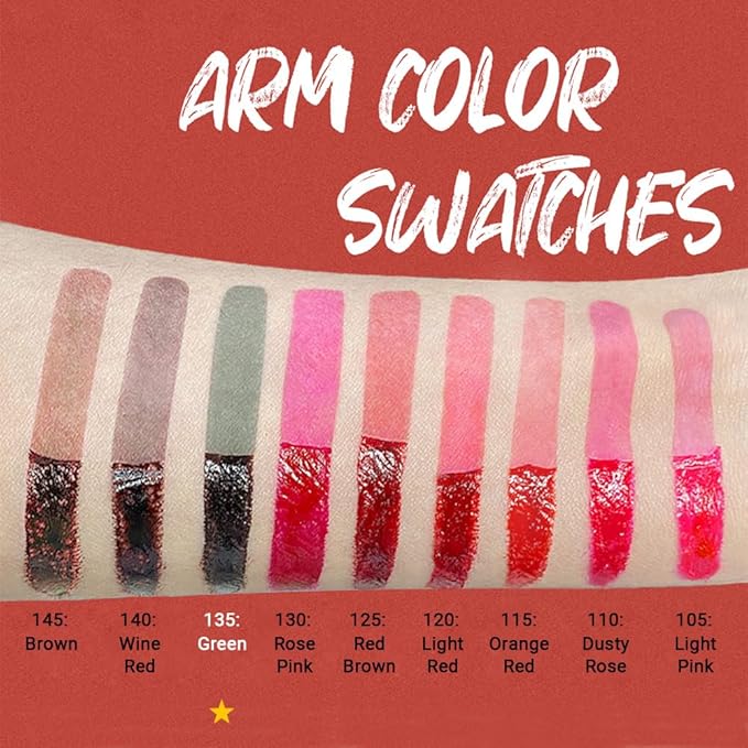 evpct Lip Tains Peel off, Peel off Lip Liner Tattoo Lip Stain Tint Gloss Marker Makeup, Long Lasting Waterproof 24 Hours Matte Finish Transfer-proof Pigmented Color Stay Lipsticks, 135 Deep Green