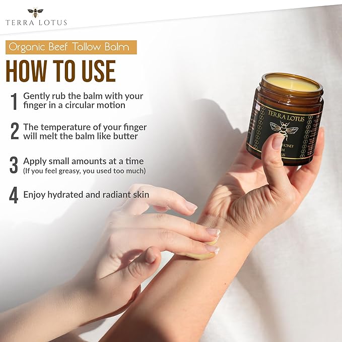 Organic Grass-Fed Beef Tallow Balm with Raw Honey - Moisturizing Cream for Soft, Smooth Skin - Handmade All-Natural Moisturizer (4oz, Citrus)