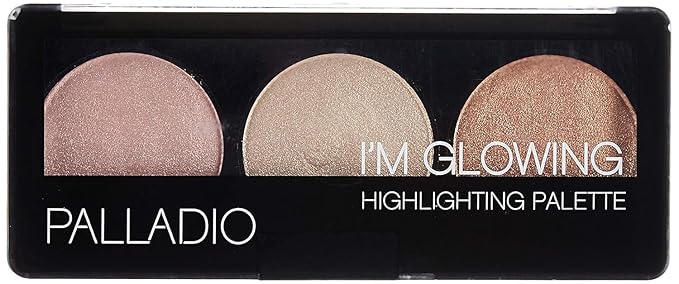 Palladio I'm Glowing Illuminating Highlighting Palette, Glow Bronzer Powder Makeup Set, High Pigmented Shimmery Colors
