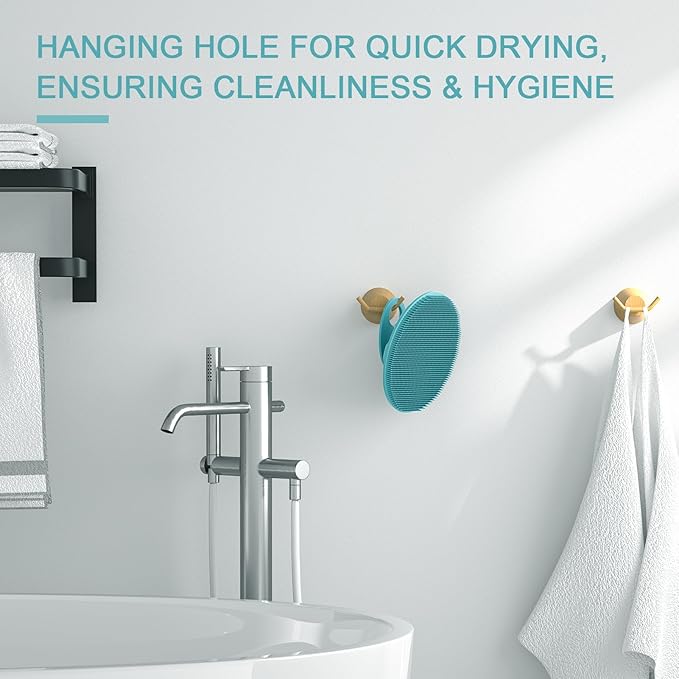 Silicone Body Scrubber 2 Pack, BEAUTAIL Shower Bath Wash Brush, Gentle Exfoliating Scrub Cleansing Loofah for Women Men Baby Sensitive Skin, Easy to Clean, Lather Nicely, More Hygienic, Black+Cyan