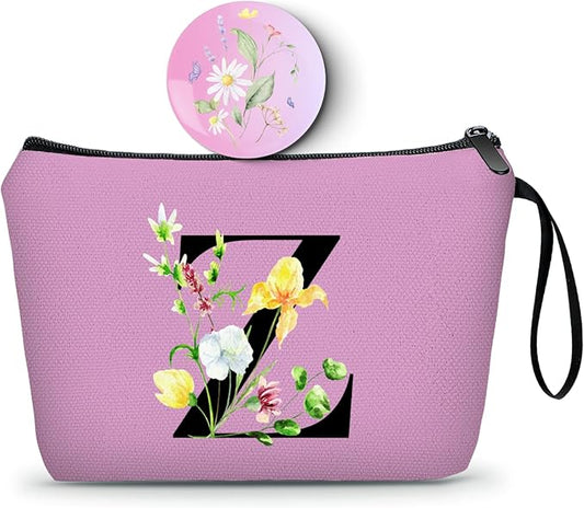 Birthday Friendship Bridesmaid Team Gifts for Employees Women Mom Girl Daughter Teenage Personalized Make up Cosmetic Bag Travel with Mirror Mothers Day Christmas Graduation Z