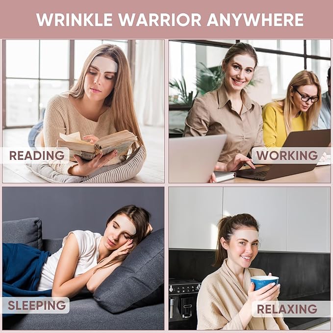 Forehead Wrinkle Patches | Reusable Overnight Smoothing Patches with Lavender Oil | Anti-Wrinkle Silicone Face Tape to Reduce Fine Lines, Prevent Creases | Non-Invasive Facial Pads | Pack of 4