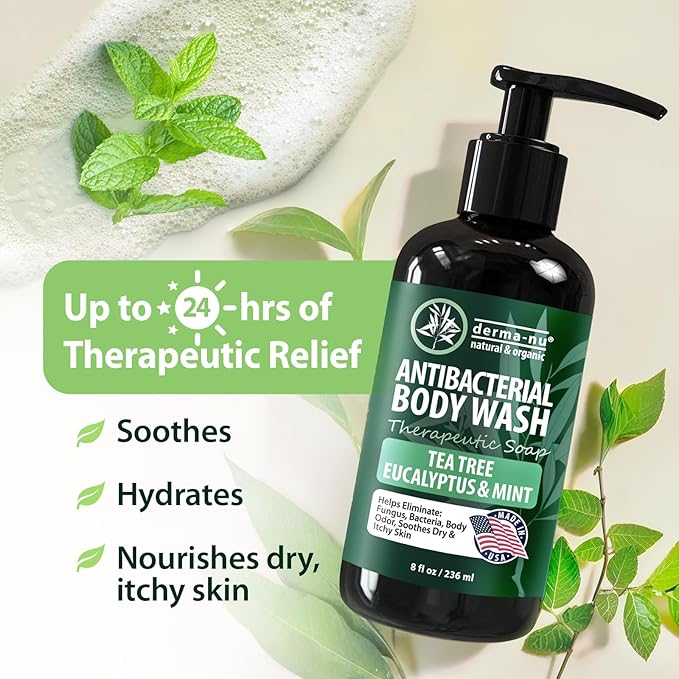Antibacterial Body Wash - Antibacterial Soap And Tea Tree Body Wash For Jock Itch, Athletes Foot, Eczema And Back Acne - Anti Bacterial Body Soap For Men And Women Safe For All Skin Types - 2 Pack