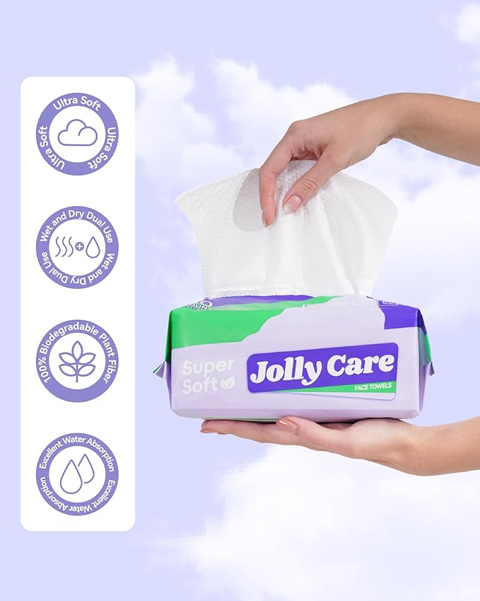 Face Towels Disposable, Face Towelette Disposable, Soft Disposable Face Towel for Makeup Remover, Thick Face Cloths for Women Cleansing, Skin Care, 7.8"×7.8", 80 Count (4 Pack)