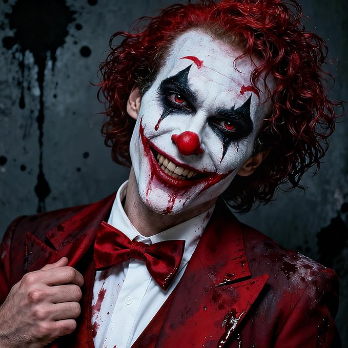 Halloween for Clown Spider Demon Makeup Kit, Professional Halloween SFX Costume Makeup Set for Clown Cosplay ,Water-Based Face Paint Kit with Red Face Paint for Cosplay, Theatre, Party.