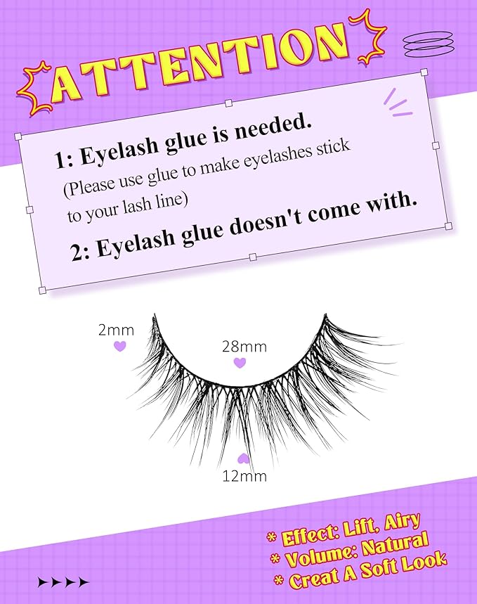 Onlyall Natural Lashes Wispy Lashes Natural Look False Eyelashes Natural Flared Eyelashes False Eye Lashes Soft Fluffy Lashes 7 Pairs D9 Natural Foxy-12mm