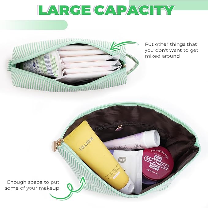 Monogrammed Gifts for Women - Cosmetic Bag for Teen,Initial Cute Makeup Bag Set for Women,Trendy Pouch for Niece Sister Friend Female Her,Birthday Gifts for Daughter - Green,L