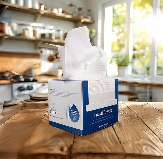 Disposable Facial Towels XL (50 Count) – Biodegradable, Ultra-Soft, Lint-Free Face Towels for Sensitive Skin, Makeup Removal & Skincare