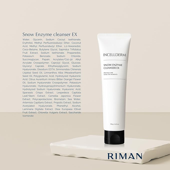 INCELLDERM Snow Enzyme Cleanser, Makeup Remover, K-beauty Cleansing Foam 120g