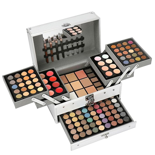 PhantomSky Professional 132 Colors All-in-one Makeup Palette Cosmetic Contouring Kit Combination with Eyeshadow, Cream Concealer, Eyebrow Powder, Lip Gloss Blusher and Pressed Powder
