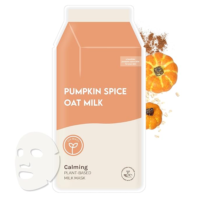 ESW Beauty Pumpkin Spice Oat Milk – Calming Plant-Based Milk Face Mask – Pumpkin Extract for Dry, Sensitive Skin – Soothes, Reduces Oil & Fights Breakouts