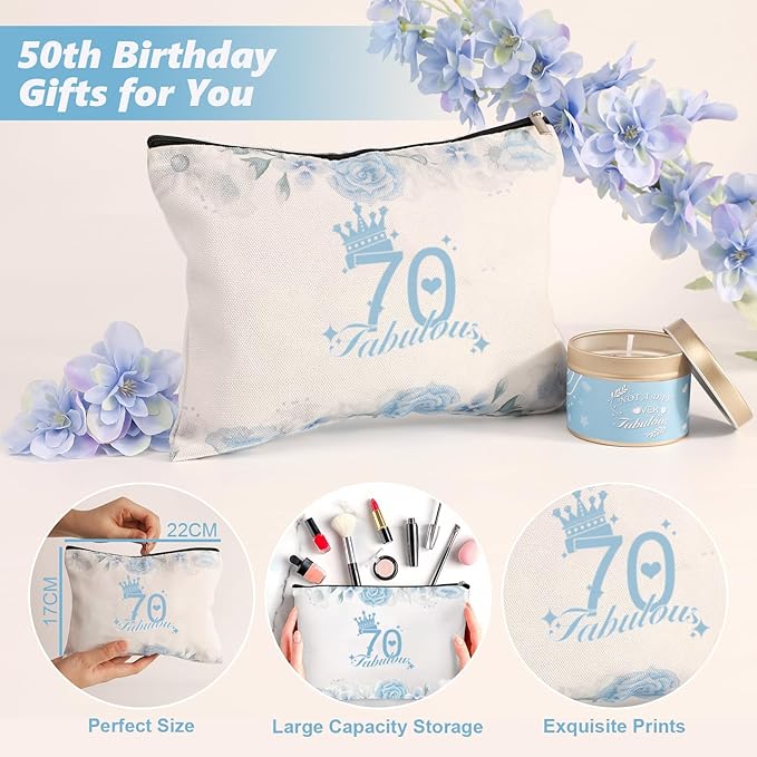 70th Birthday Gifts for Women, Spa Gifts for Women, Relaxing Spa Basket Set for Mom Sister Friend Wife Grandma