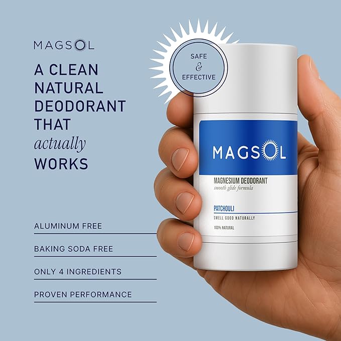 MAGSOL Natural Deodorant for Men & Women | Aluminum Free Deodorant | Gentle on Skin with Sweet Almond Oil & Beeswax | Baking Soda Free | Paraben & Pthalate Free | Patchouli