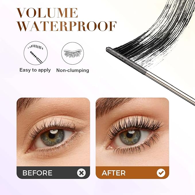 Tubing Mascara 2025 New Curling Mascara Black & Brown for Lash Makeup, Waterproof and Sweatproof Long Lasting Non-Smudged Magic Mascaras (Black C/1pcs)